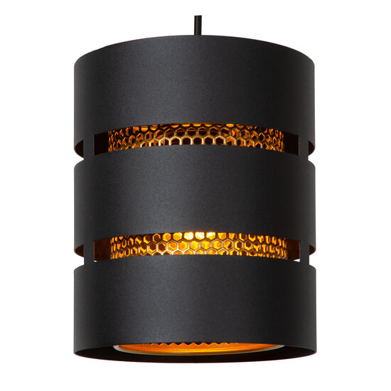 Rossy ronde hanglamp 3xE27 zwart en goud