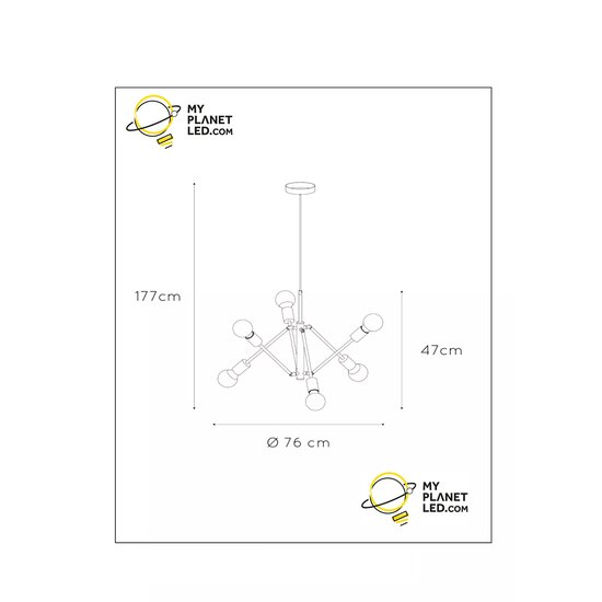 Lasso hanglamp 6xE27 zwart