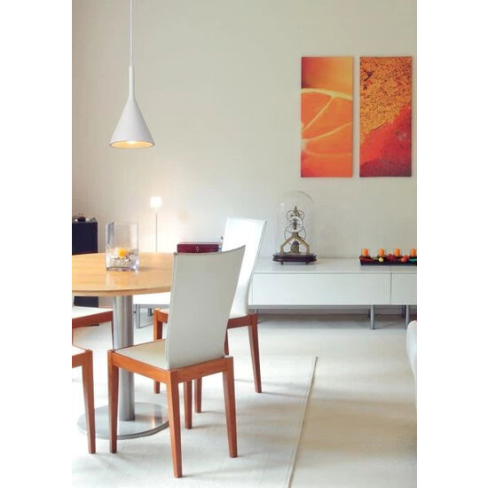 Suspension plâtre blanc design E27 diamètre 16,5 cm