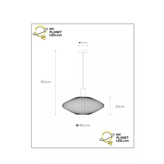 Lampe à suspension noire Messi Ø 45 cm 1xE27