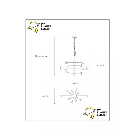 Lynn hanglamp Ø 65 cm 10xE27 zwart