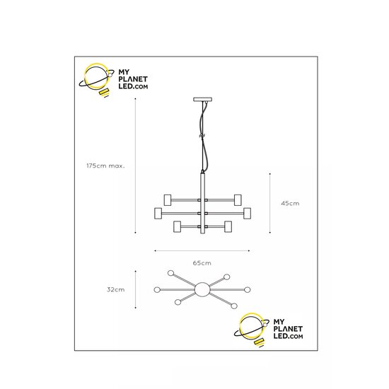 Lynn hanging lamp 6xE27 black