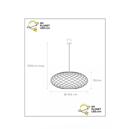 Lampe à suspension géante ronde Ø 100 cm 3xE27 or mat / laiton