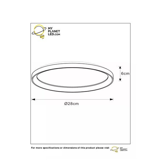 Nüchterne schwarze Deckenleuchte mit 28 cm Durchmesser, LED-Dimmung. 1x20W 2700K