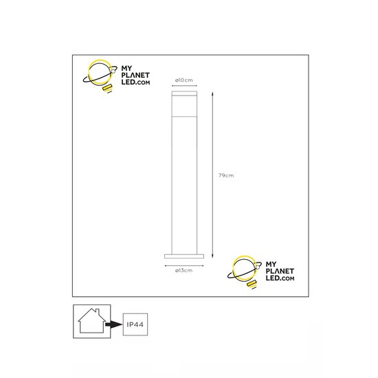 Frode high black outdoor pedestal lamp 1xE27 IP44 matt chrome