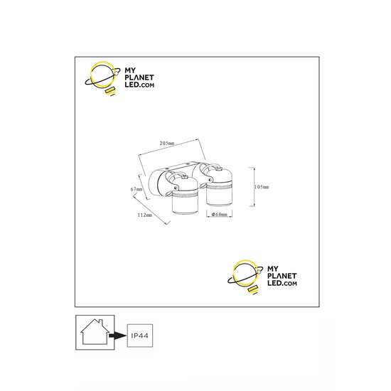 Oris dubbele wandspot buiten richtbaar 2xGU10 IP44 zwart