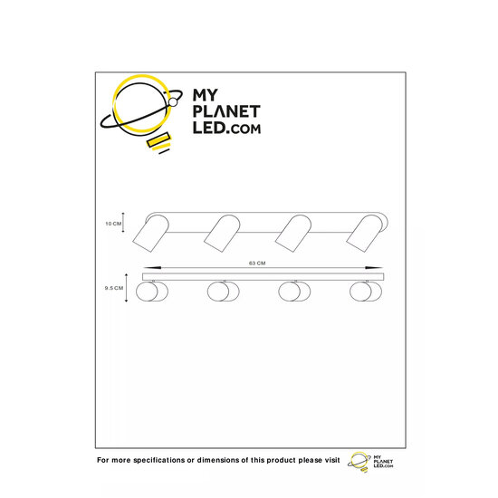 Spot de plafond long blanc 4xGU10