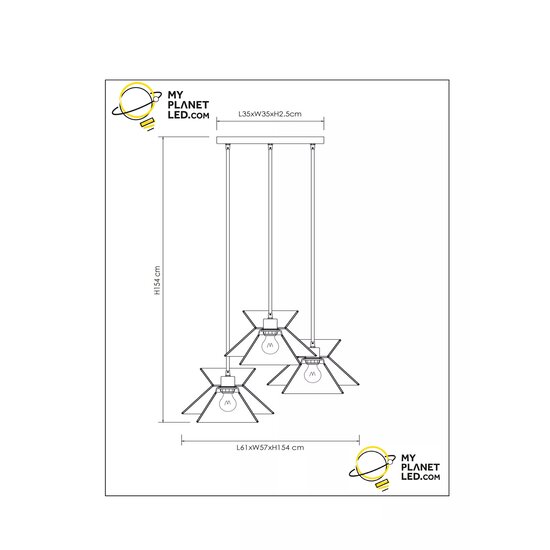 Lampe suspendue Jasmin 3xE27 naturel
