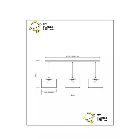 Lámpara colgante Floreo larga coloreada con interior dorado 3x E27