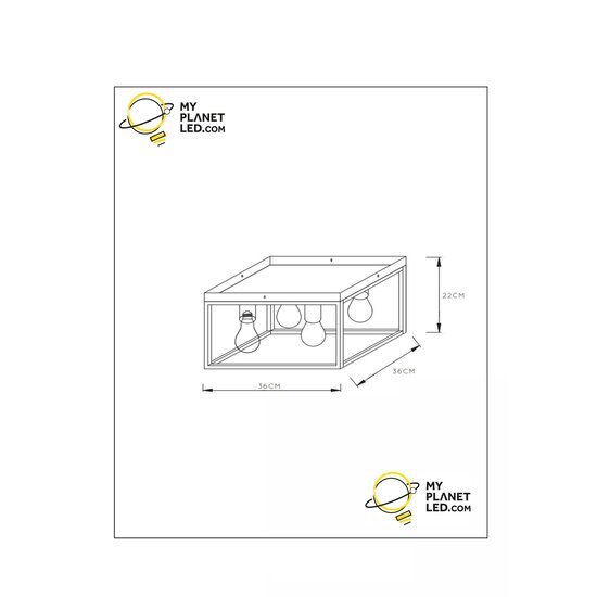 Rubens square black and gold ceiling lamp 4x E27