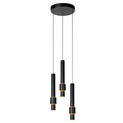 Lampe à suspension Margriet noire diamètre 28 cm dimmable 3x4W 2700K incluse