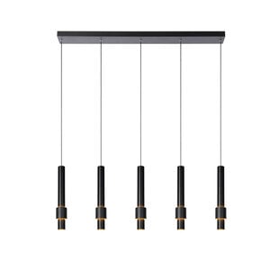Margriet zwarte lange hanglamp LED dimbaar 5x4,2W 2700K inclusief