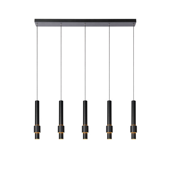 Margriet zwarte lange hanglamp LED dimbaar 5x4,2W 2700K inclusief