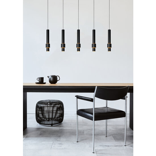 Suspension longue noire Margriet LED dimmable 5x4,2W 2700K incluse