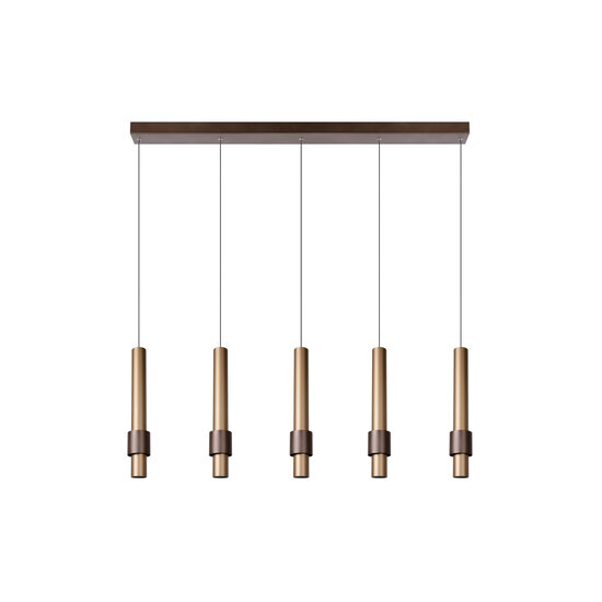 Lampe suspendue longue couleur café Margriet LED dimmable 5x4,2W 2700K incluse