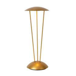 Lámpara de mesa recargable Rome iluminación exterior batería/batería diámetro 12,3 cm LED regulable 1x2,2W 2700K/3000K IP54 con estación de carga inalámbrica latón dorado mate