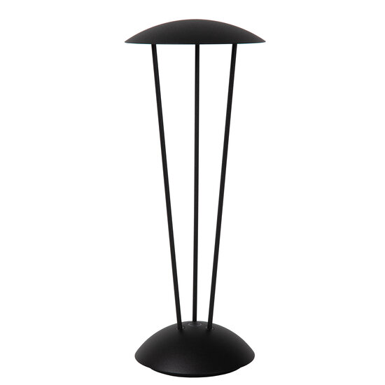Rom schwarz wiederaufladbare Tischleuchte Außenbeleuchtung Akku/Batterie Durchmesser 12,3 cm LED dimmbar 1x2,2W 2700K/3000K IP54 mit kabelloser Ladestation