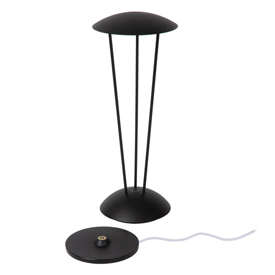 Rom schwarz wiederaufladbare Tischleuchte Außenbeleuchtung Akku/Batterie Durchmesser 12,3 cm LED dimmbar 1x2,2W 2700K/3000K IP54 mit kabelloser Ladestation