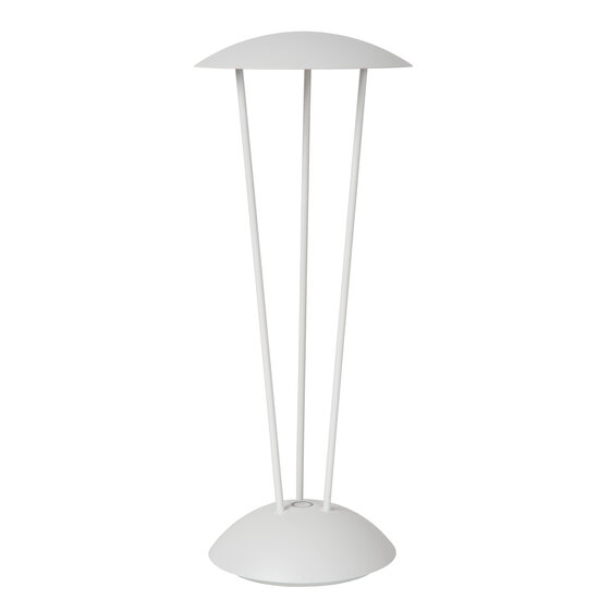 Rome witte oplaadbare tafellamp buitenverlichting accu/batterij diameter 12,3 cm LED dimbaar 1x2,2W 2700K/3000K IP54 met draadloos oplaadstation