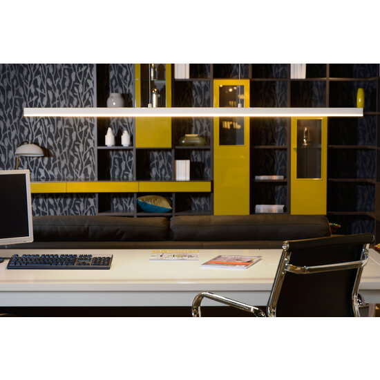 Lampe suspendue longue blanche Macho LED dimmable 36W 2700K