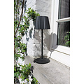 Kiki Lámpara de mesa recargable negra iluminación exterior batería/batería LED regulable 1x2W 2700K IP54 con estación de carga inalámbrica