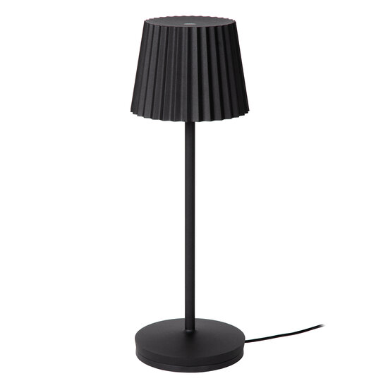 Kiki black rechargeable table lamp outdoor lighting battery/battery LED dimmable 1x2W 2700K IP54 with wireless charging station