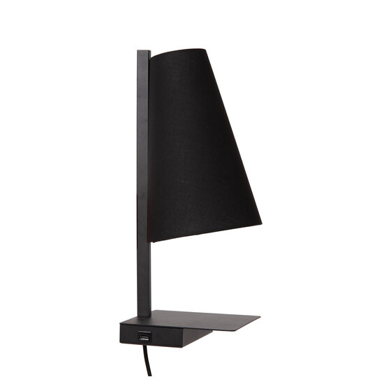Lámpara de noche Groll 1xE27 con punto de carga USB negro