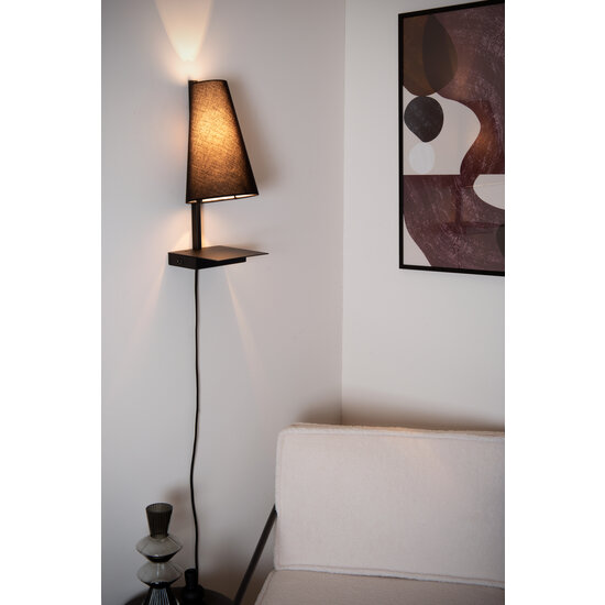 Lámpara de noche Groll 1xE27 con punto de carga USB negro