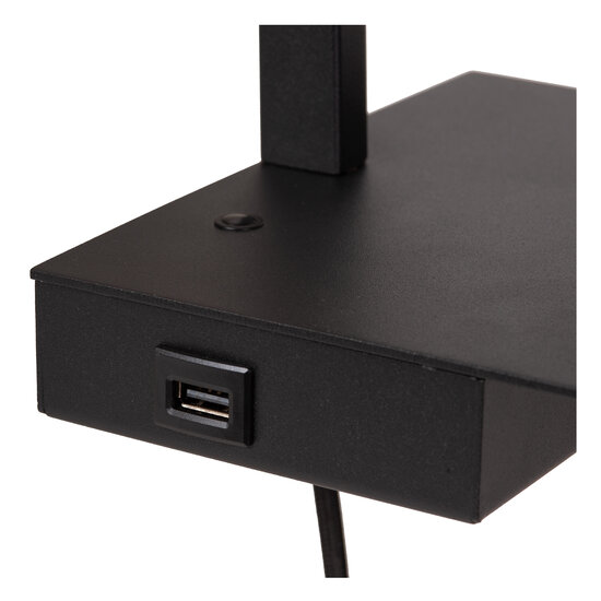 Lámpara de noche Groll 1xE27 con punto de carga USB negro