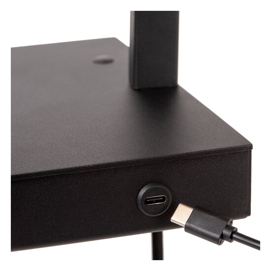 Lámpara de noche Groll 1xE27 con punto de carga USB negro