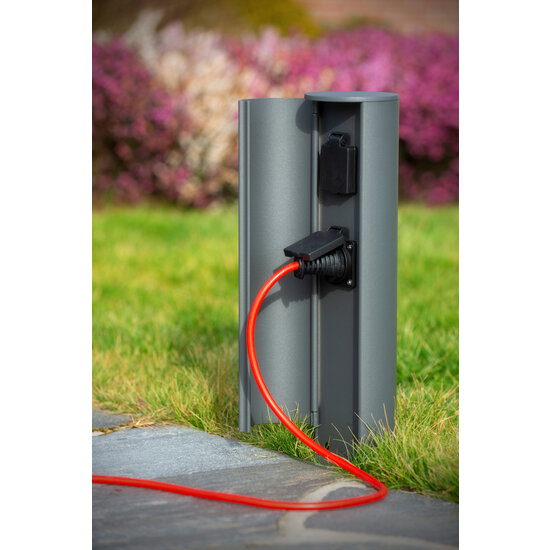 Toma de iluminación exterior tomas de columna con clavija de tierra diámetro 10 cm IP44 antracita