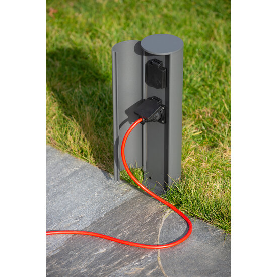 Buitenverlichtingstopcontact zuil stopcontacten met penaarde diameter 10 cm IP44 antraciet