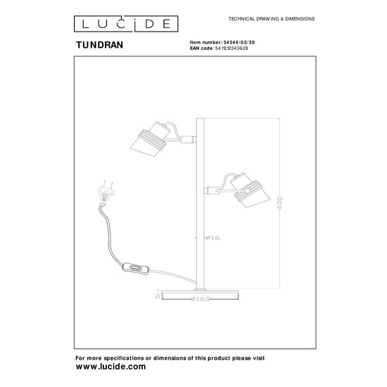 Lampe de table Alberto 2xGU10 noire