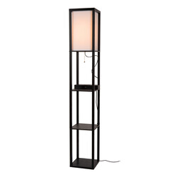 Tower black floor lamp 1xE27 with wireless charger black