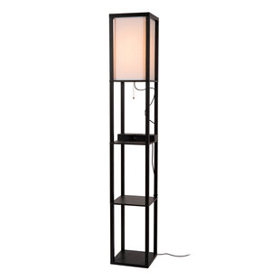 Tower black floor lamp 1xE27 with wireless charger black