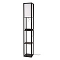 Tower black floor lamp 1xE27 with wireless charger black
