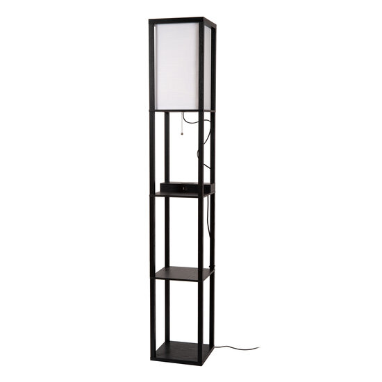 Tower black floor lamp 1xE27 with wireless charger black