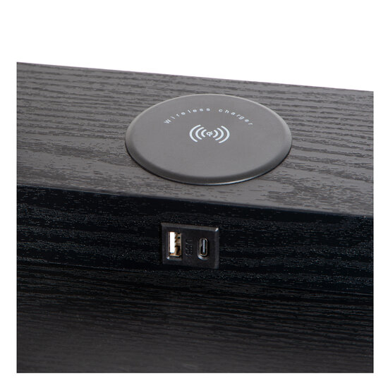 Lámpara de pie Tower negra 1xE27 con cargador inalámbrico negro