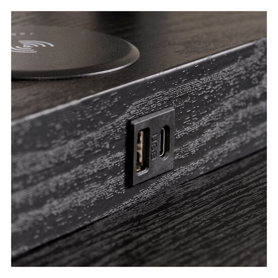 Lámpara de pie Tower negra 1xE27 con cargador inalámbrico negro