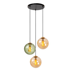 Lampe à suspension Montanez verte diamètre 35 cm 3xE27