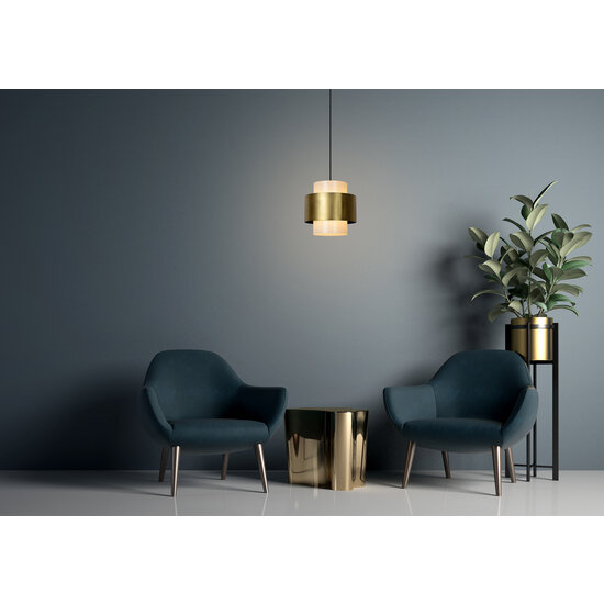 Fiero large hanging lamp diameter 30 cm 1xE27 matt gold brass