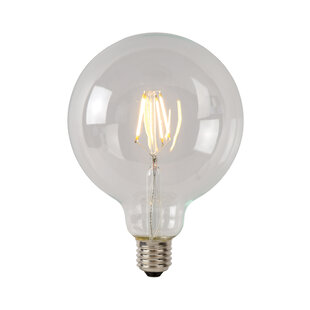 G125 filament lamp diameter 12,5 cm LED dimbaar E27 1x5W 2700K transparant