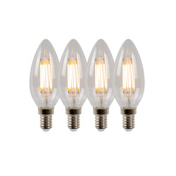 C35 filament lamp diameter 3,5 cm LED dimbaar E14 4x4W 2700K transparant Set van 4