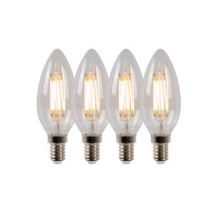 C35 filament lamp diameter 3,5 cm LED dimbaar E14 4x4W 2700K transparant Set van 4