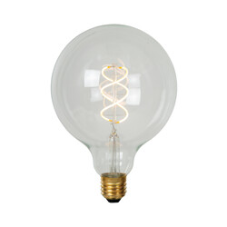 G125 spiraal filament lamp diameter 12,5 cm LED dimbaar E27 1x4,9W 2700K transparant