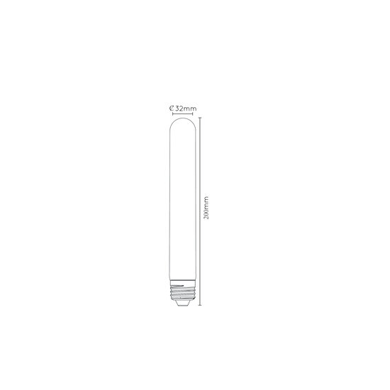 T32 filament 20cm lamp diameter 3,2 cm dim E27 1x4,9W 2200K amber