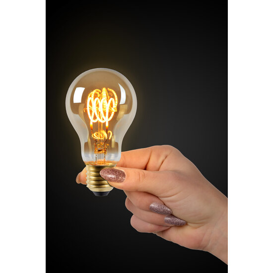 A60 Glühlampe Durchmesser 6 cm LED dimmbar E27 1x4,9W 2200K Bernstein