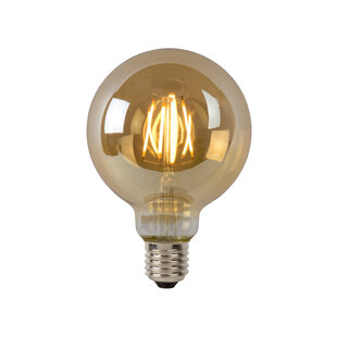 Lámpara incandescente G95 diámetro 9,5 cm LED regulable E27 1x5W 2700K ámbar