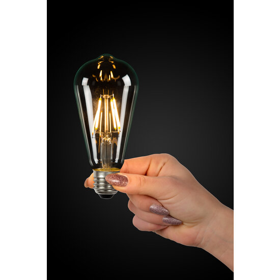 ST64 Filamentlampe der Klasse B, Durchmesser 6,4 cm, LED dimmbar, E27, 1 x 7 W, 2700 K, transparent