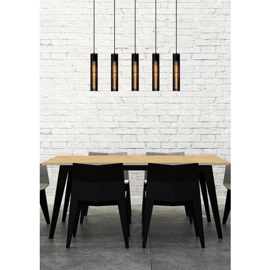 Lenny hanglamp 5xE27 zwart